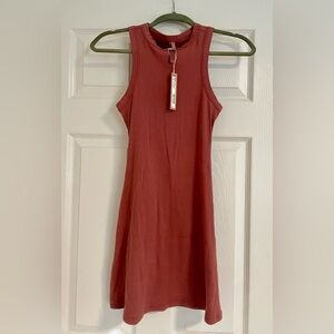 SKIMS Cotton Rib High Neck Tank Dress Redwood XXSmall NWT